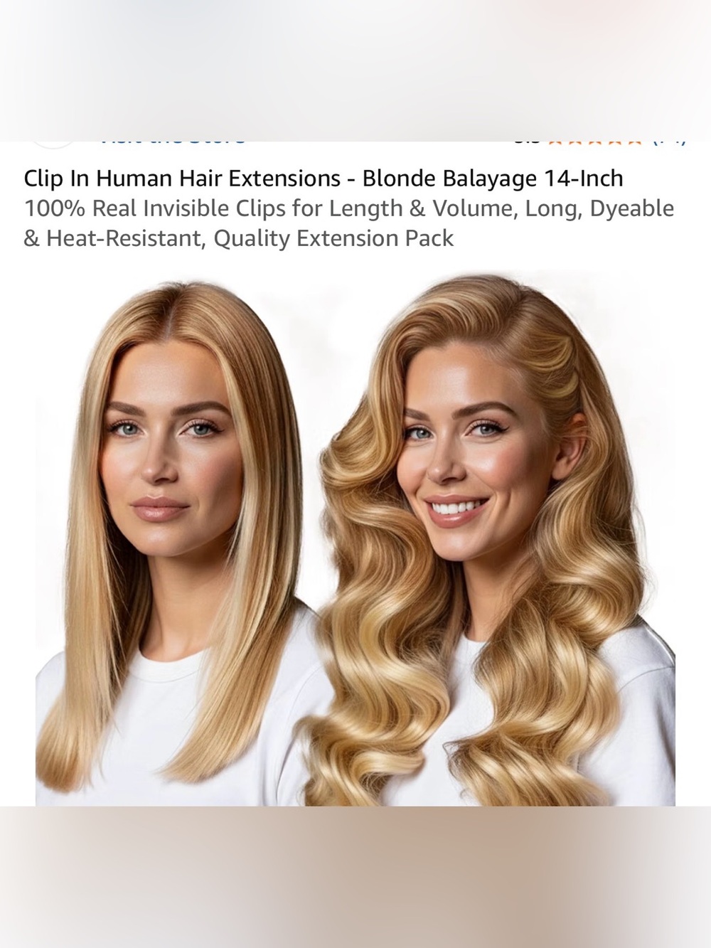 Blonde Balayage Clip-In Human Hair Extensions for Women